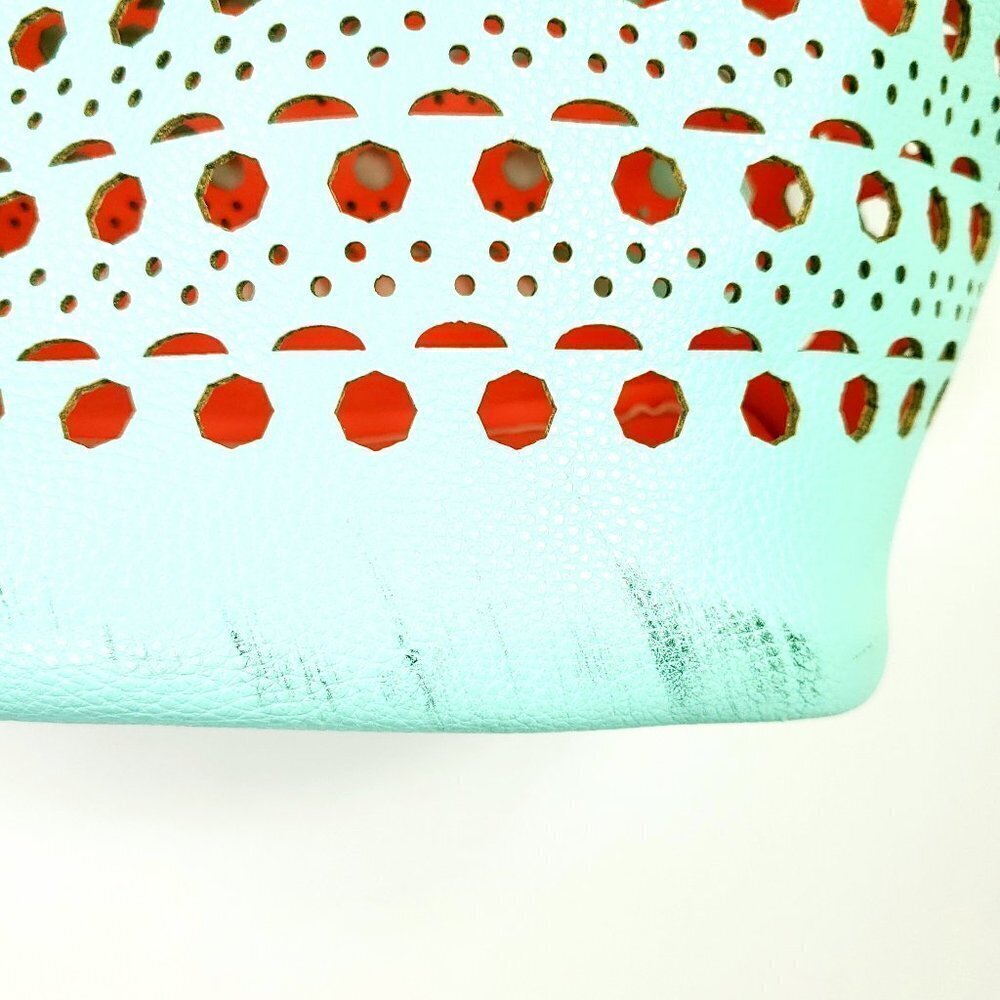 No Brand large tote teal/peach dual color vented - Picture 7 of 8